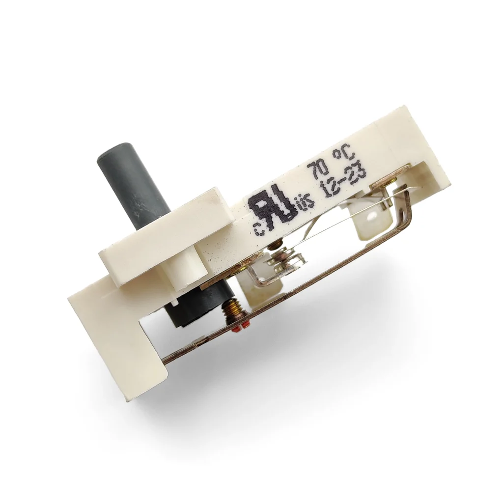 Adjustable thermostat for air- sensing. Ideal for fan heaters and HVAC applications.